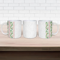 Monstera Tiare Plumeria Ceramic Mug Green Polynesian Pattern LT01 - Polynesian Pride