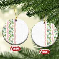Monstera Tiare Plumeria Ceramic Ornament Green Polynesian Pattern LT01 Circle Green - Polynesian Pride