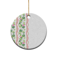 Monstera Tiare Plumeria Ceramic Ornament Green Polynesian Pattern LT01 - Polynesian Pride