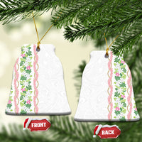 Monstera Tiare Plumeria Ceramic Ornament Green Polynesian Pattern LT01 Bell Flake Green - Polynesian Pride
