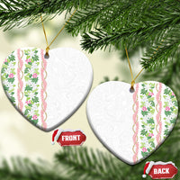 Monstera Tiare Plumeria Ceramic Ornament Green Polynesian Pattern LT01 Heart Green - Polynesian Pride