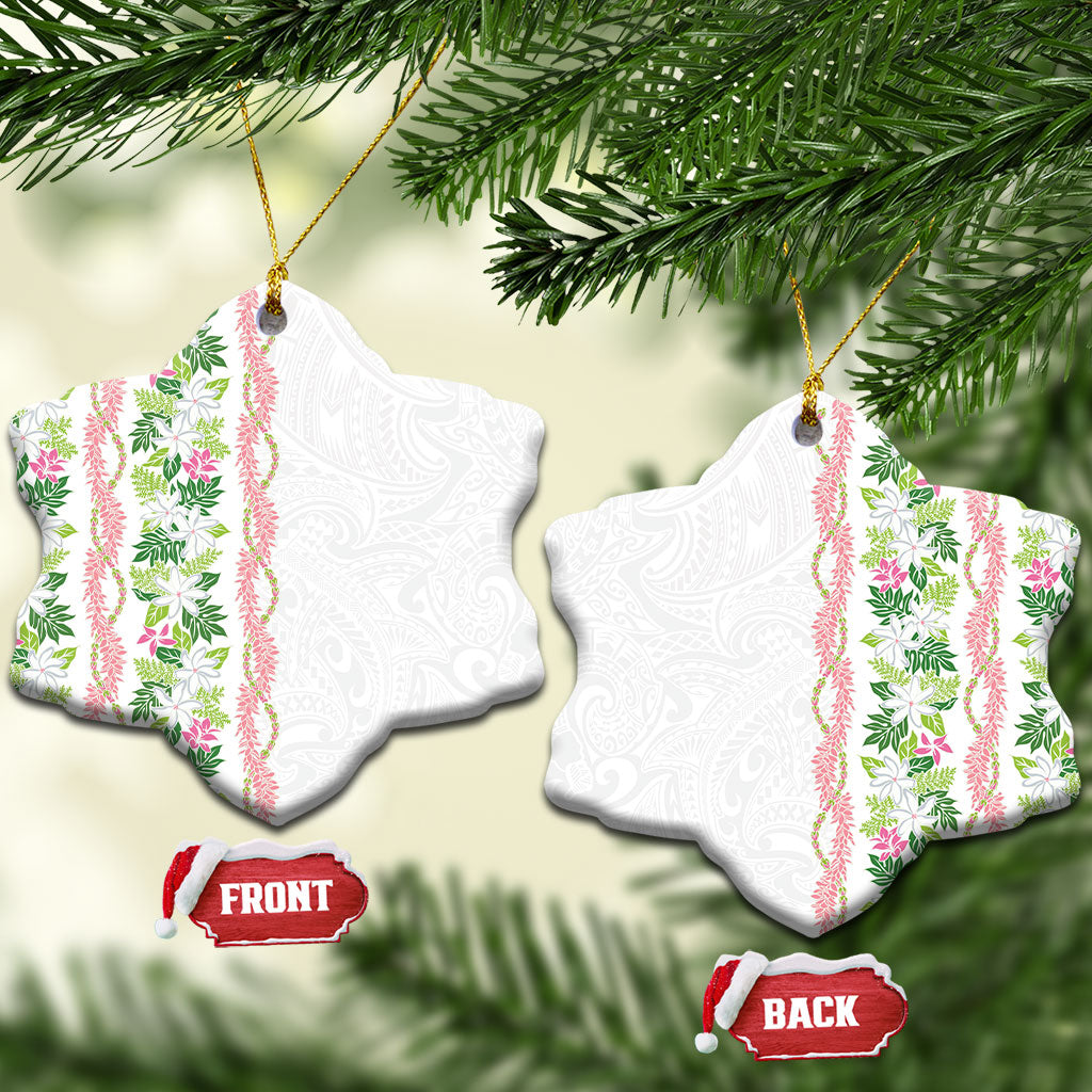 Monstera Tiare Plumeria Ceramic Ornament Green Polynesian Pattern LT01 Snow Flake Green - Polynesian Pride