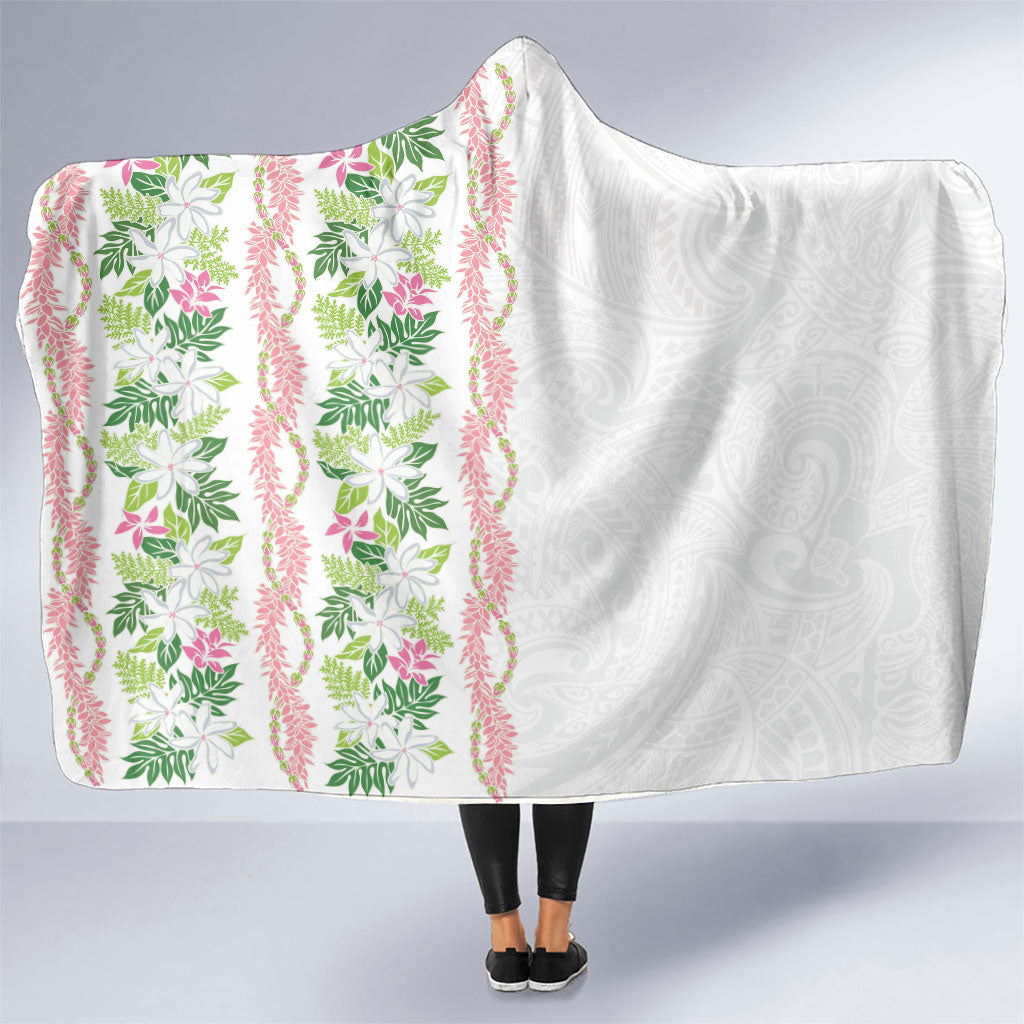 Monstera Tiare Plumeria Hooded Blanket Green Polynesian Pattern LT01 One Size Green - Polynesian Pride