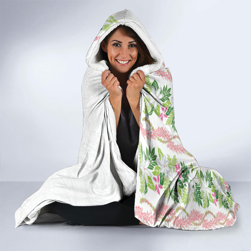Monstera Tiare Plumeria Hooded Blanket Green Polynesian Pattern LT01 - Polynesian Pride