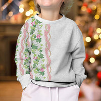 Monstera Tiare Plumeria Kid Ugly Christmas Sweater Green Polynesian Pattern LT01 - Polynesian Pride