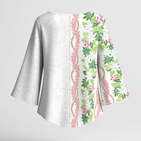 Monstera Tiare Plumeria Kimono Sleeve Blouse Green Polynesian Pattern LT01 - Polynesian Pride