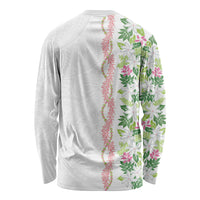 Monstera Tiare Plumeria Long Sleeve Shirt Green Polynesian Pattern LT01 - Polynesian Pride