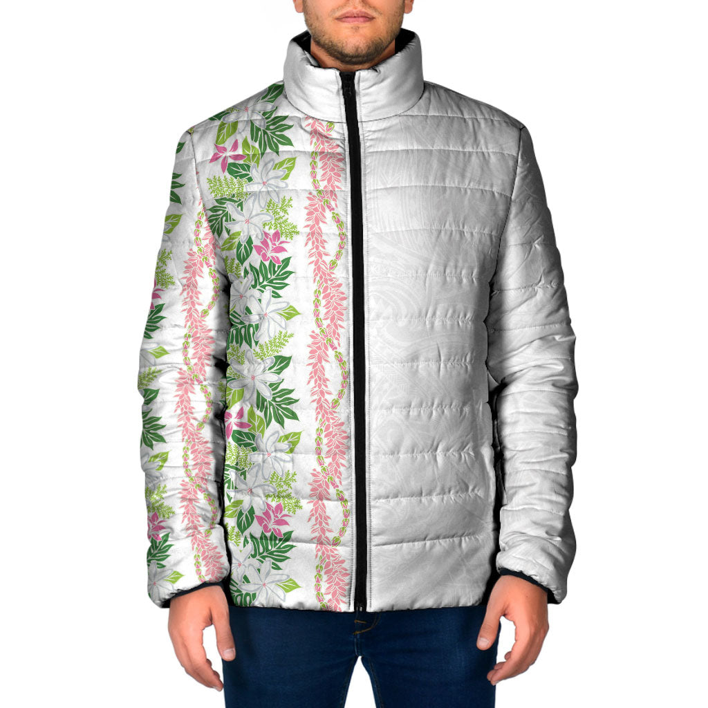 Monstera Tiare Plumeria Padded Jacket Green Polynesian Pattern LT01 Men Green - Polynesian Pride