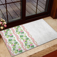 Monstera Tiare Plumeria Rubber Doormat Green Polynesian Pattern LT01 - Polynesian Pride