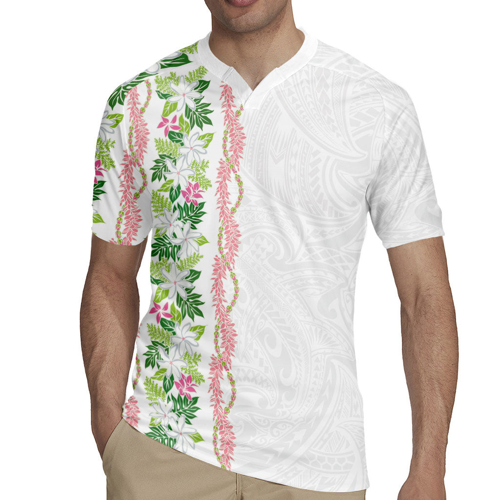 Monstera Tiare Plumeria Rugby Jersey Green Polynesian Pattern LT01 - Polynesian Pride