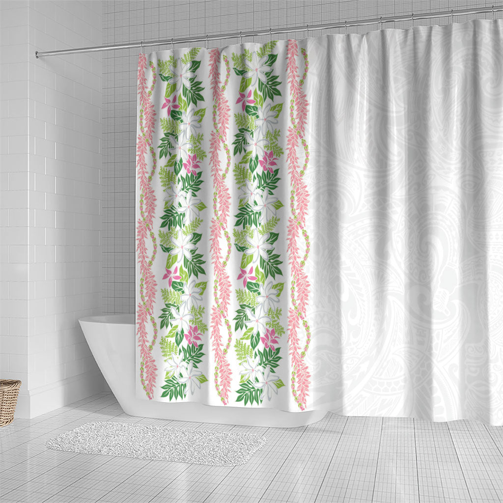 Monstera Tiare Plumeria Shower Curtain Green Polynesian Pattern LT01 - Polynesian Pride