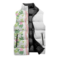 Monstera Tiare Plumeria Sleeveless Puffer Jacket Green Polynesian Pattern LT01 - Polynesian Pride