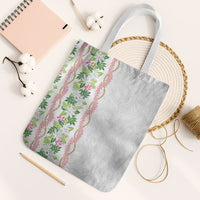Monstera Tiare Plumeria Tote Bag Green Polynesian Pattern LT01 White Strap One Size Green - Polynesian Pride
