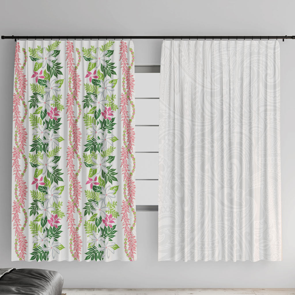 Monstera Tiare Plumeria Window Curtain Green Polynesian Pattern LT01 With Hooks Green - Polynesian Pride