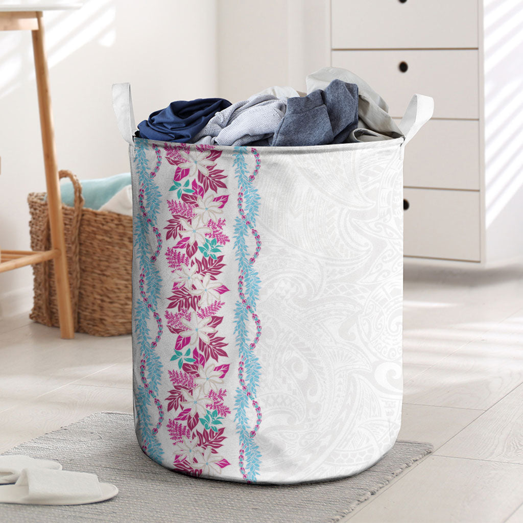 Monstera Tiare Plumeria Laundry Basket Pink Polynesian Pattern LT01 Pink - Polynesian Pride