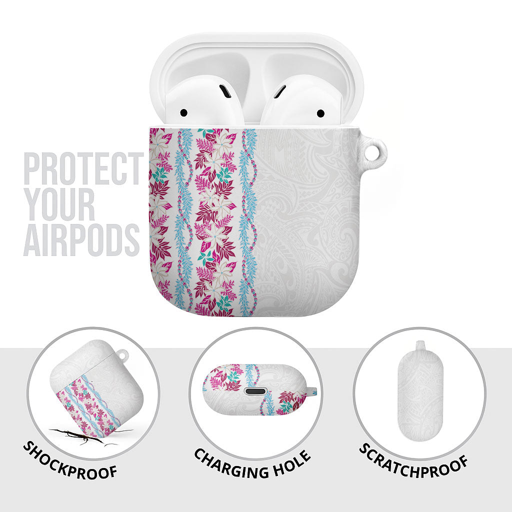 Monstera Tiare Plumeria AirPods Case Pink Polynesian Pattern LT01 - Polynesian Pride