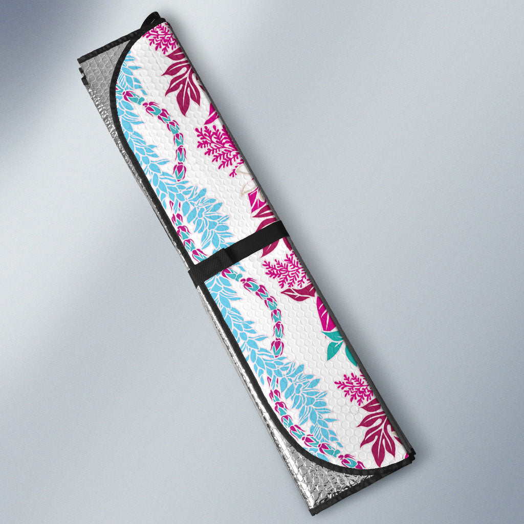 Monstera Tiare Plumeria Auto Sun Shade Pink Polynesian Pattern LT01 - Polynesian Pride
