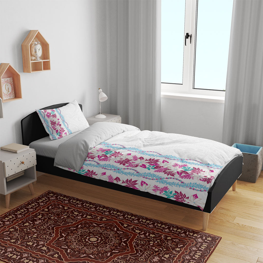 Monstera Tiare Plumeria Bedding Set Pink Polynesian Pattern LT01 - Polynesian Pride