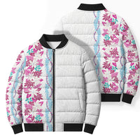 Monstera Tiare Plumeria Bomber Puffer Jacket Pink Polynesian Pattern LT01 - Polynesian Pride