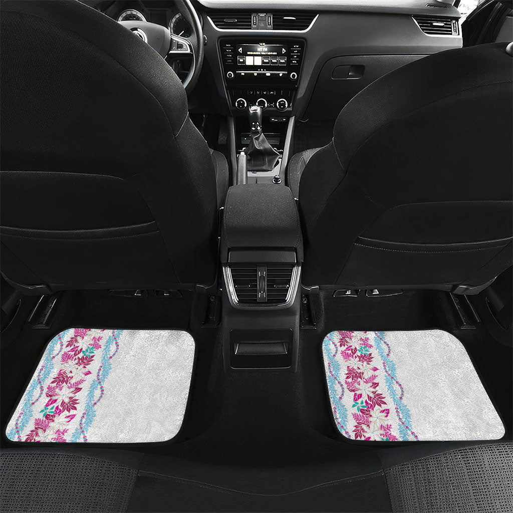Monstera Tiare Plumeria Car Mats Pink Polynesian Pattern LT01 Set 2pcs - Back Pink - Polynesian Pride