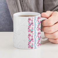 Monstera Tiare Plumeria Ceramic Mug Pink Polynesian Pattern LT01 - Polynesian Pride