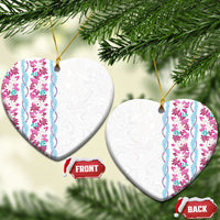 Monstera Tiare Plumeria Ceramic Ornament Pink Polynesian Pattern LT01 Heart Pink - Polynesian Pride