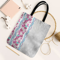 Monstera Tiare Plumeria Tote Bag Pink Polynesian Pattern LT01 Black Strap One Size Pink - Polynesian Pride