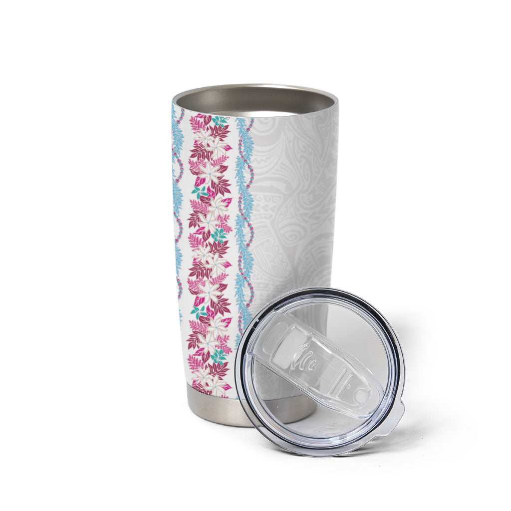 Monstera Tiare Plumeria Tumbler Cup Pink Polynesian Pattern LT01 - Polynesian Pride