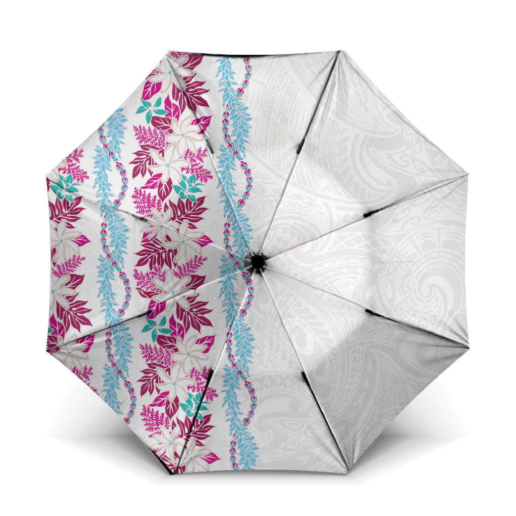 Monstera Tiare Plumeria Umbrella Pink Polynesian Pattern LT01 One Size Folded 11.42 inch Opened Diameter 37.4 inch Pink - Polynesian Pride