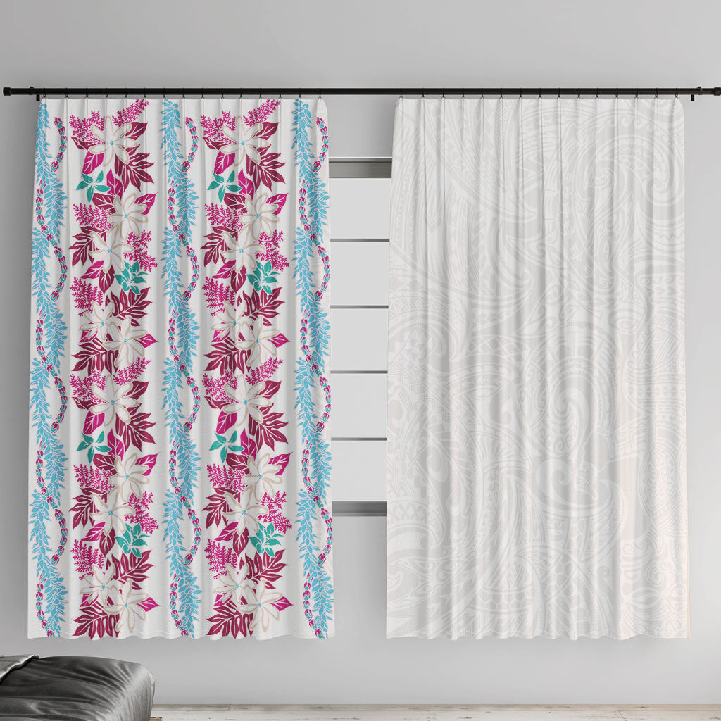 Monstera Tiare Plumeria Window Curtain Pink Polynesian Pattern LT01 With Hooks Pink - Polynesian Pride