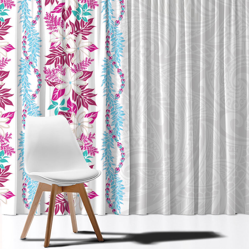 Monstera Tiare Plumeria Window Curtain Pink Polynesian Pattern LT01 - Polynesian Pride