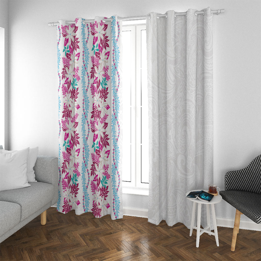 Monstera Tiare Plumeria Window Curtain Pink Polynesian Pattern LT01 With Grommets Pink - Polynesian Pride