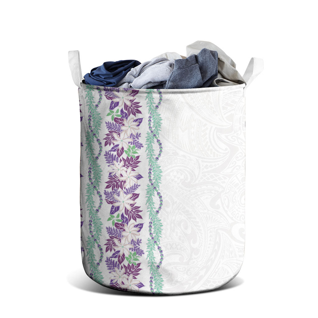 Monstera Tiare Plumeria Laundry Basket Purple Polynesian Pattern LT01 - Polynesian Pride
