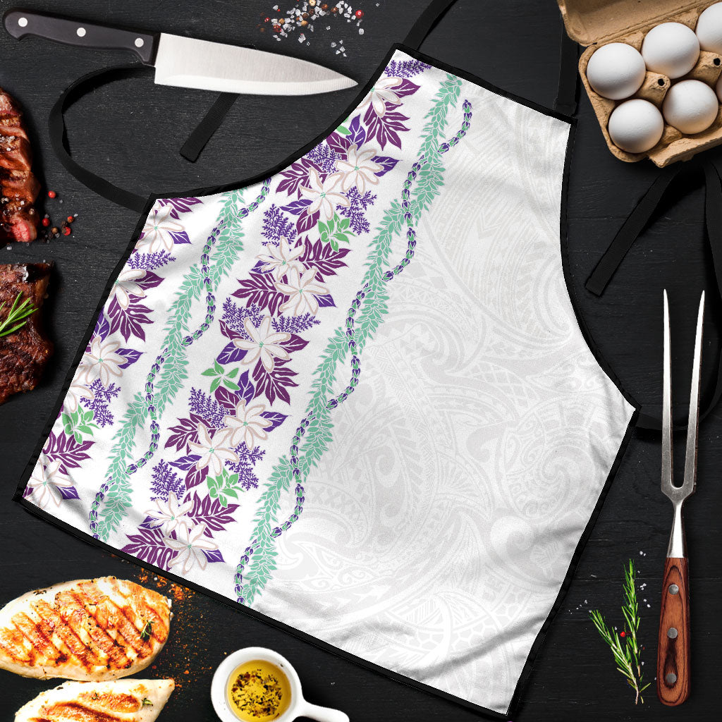 Monstera Tiare Plumeria Apron Purple Polynesian Pattern LT01 Purple - Polynesian Pride
