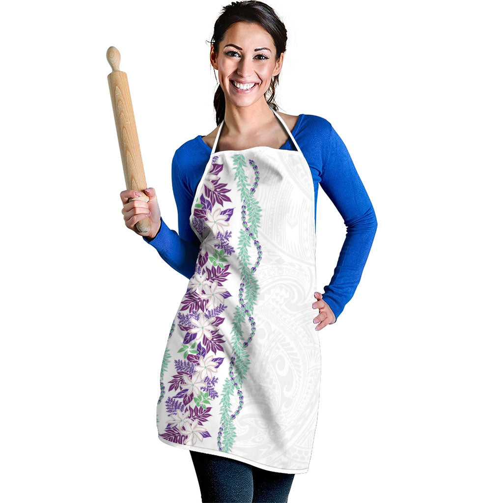 Monstera Tiare Plumeria Apron Purple Polynesian Pattern LT01 - Polynesian Pride