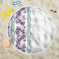 Monstera Tiare Plumeria Beach Blanket Purple Polynesian Pattern LT01 One Size 150cm Purple - Polynesian Pride