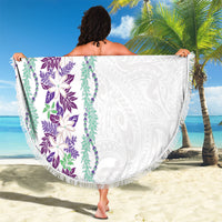 Monstera Tiare Plumeria Beach Blanket Purple Polynesian Pattern LT01 - Polynesian Pride