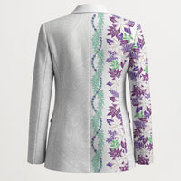 Monstera Tiare Plumeria Blazer Purple Polynesian Pattern LT01 - Polynesian Pride