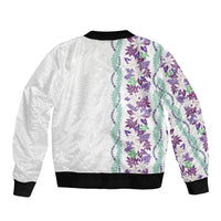 Monstera Tiare Plumeria Bomber Jacket Purple Polynesian Pattern LT01 - Polynesian Pride