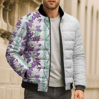 Monstera Tiare Plumeria Bomber Puffer Jacket Purple Polynesian Pattern LT01 - Polynesian Pride