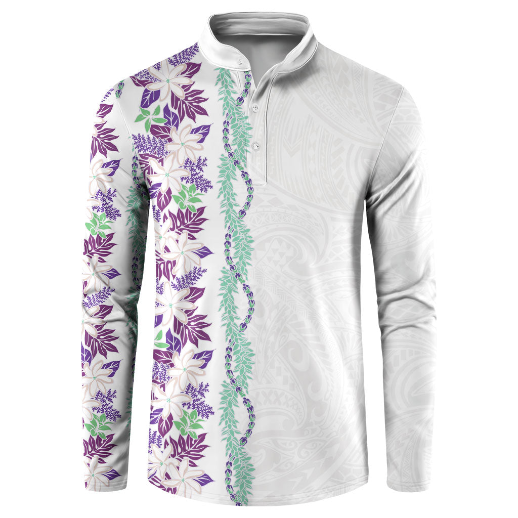 Monstera Tiare Plumeria Button Sweatshirt Purple Polynesian Pattern LT01 Purple - Polynesian Pride