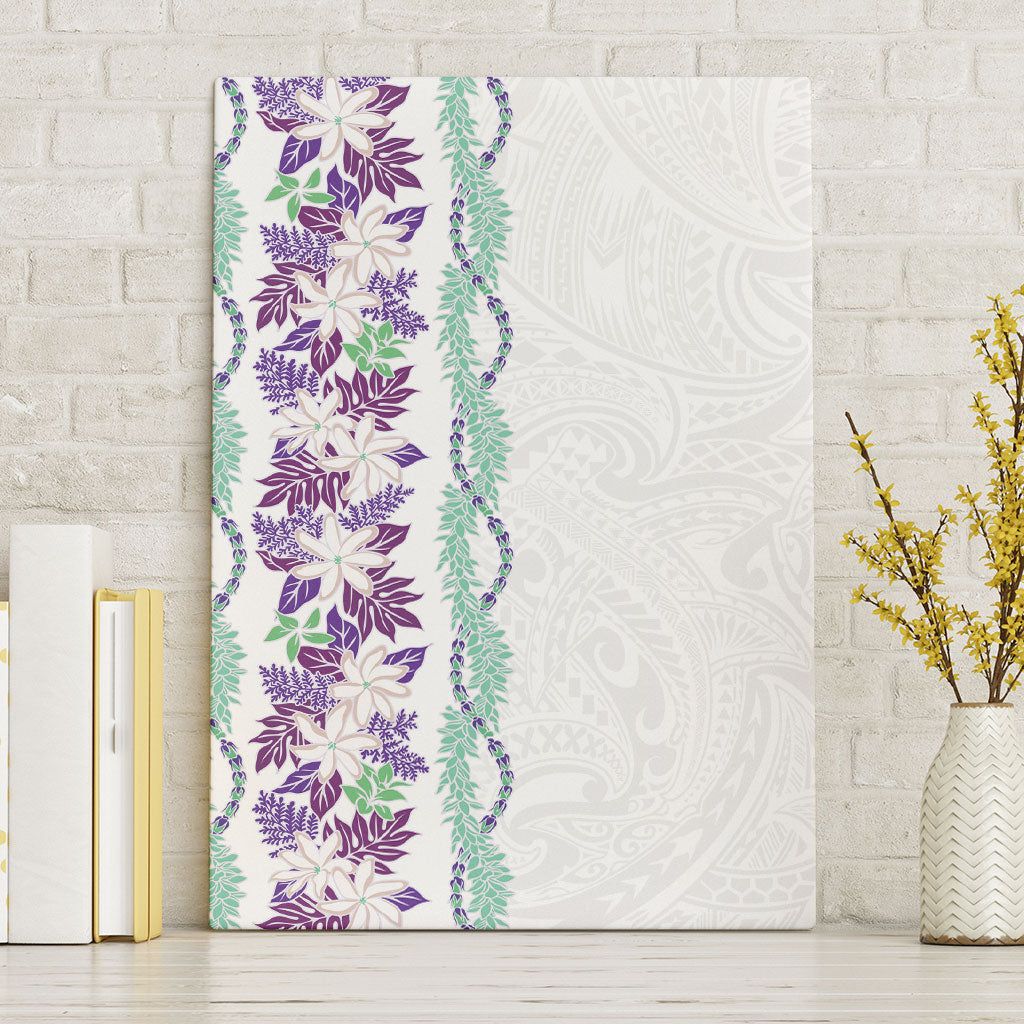 Monstera Tiare Plumeria Canvas Wall Art Purple Polynesian Pattern LT01 Without Frame Purple - Polynesian Pride