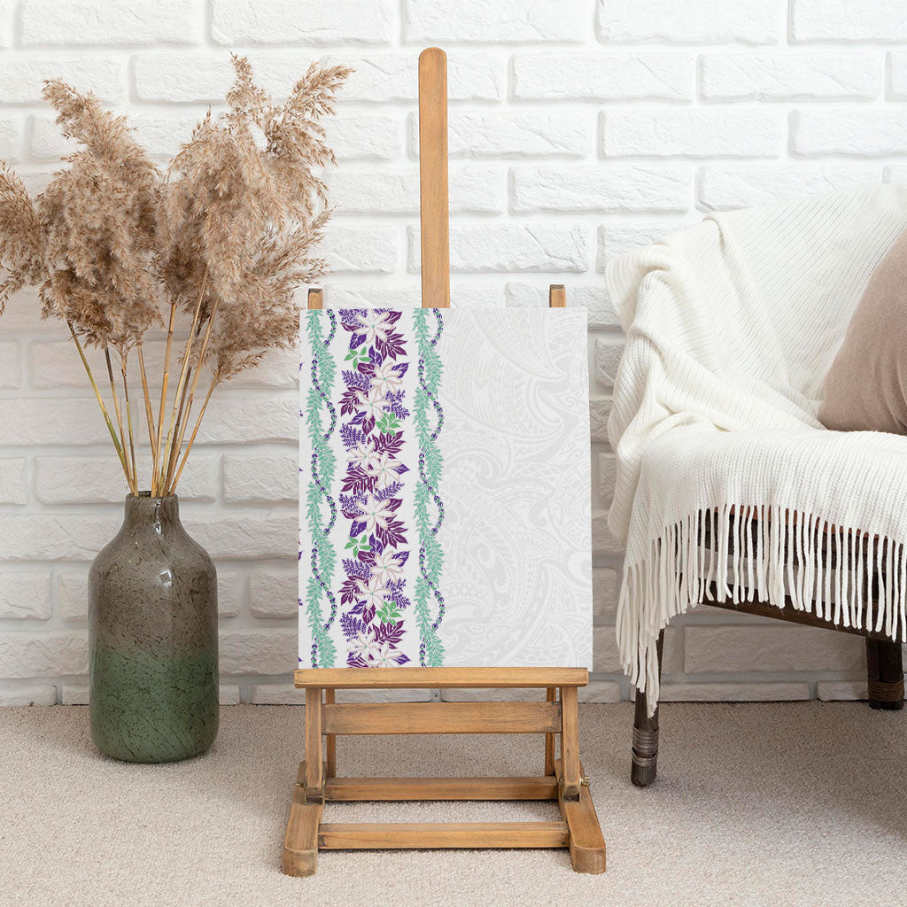 Monstera Tiare Plumeria Canvas Wall Art Purple Polynesian Pattern LT01 - Polynesian Pride
