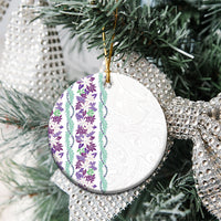 Monstera Tiare Plumeria Ceramic Ornament Purple Polynesian Pattern LT01 - Polynesian Pride