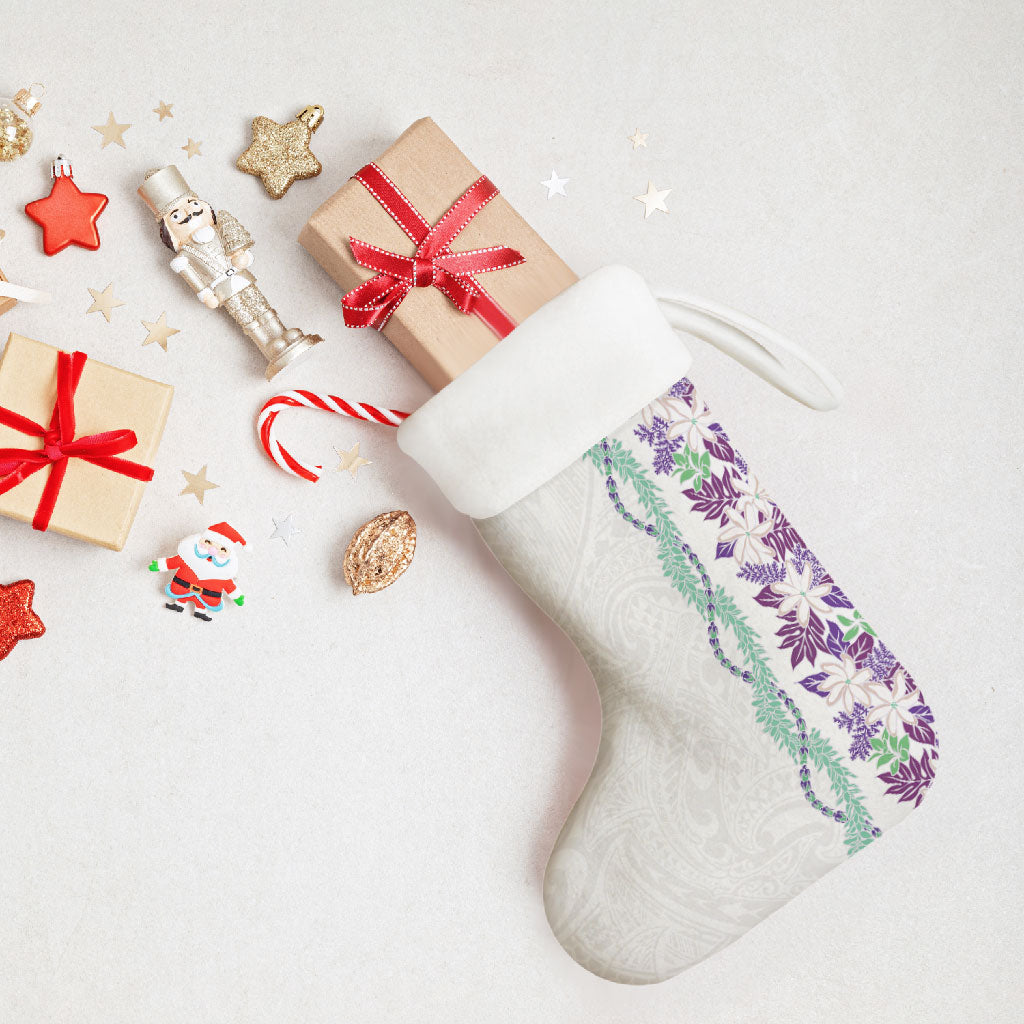 Monstera Tiare Plumeria Christmas Stocking Purple Polynesian Pattern LT01 - Polynesian Pride