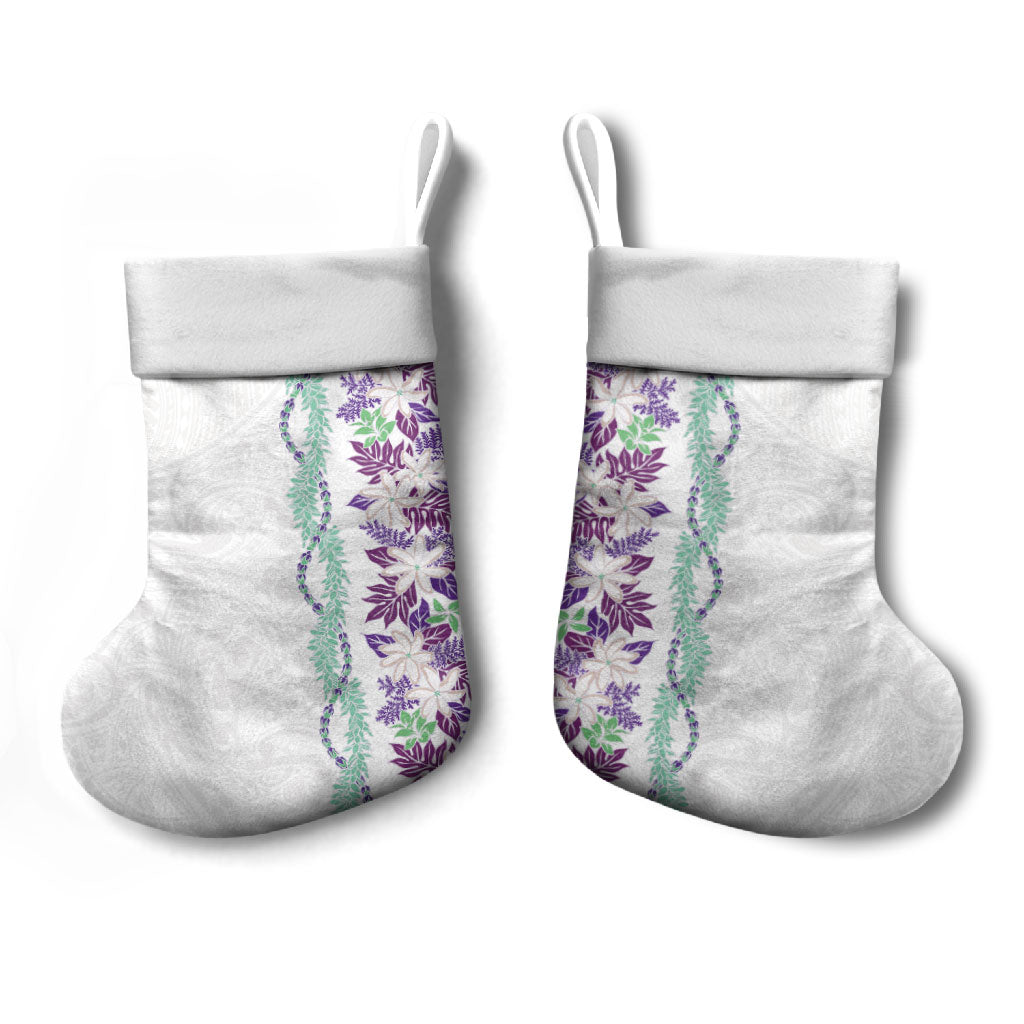 Monstera Tiare Plumeria Christmas Stocking Purple Polynesian Pattern LT01 - Polynesian Pride