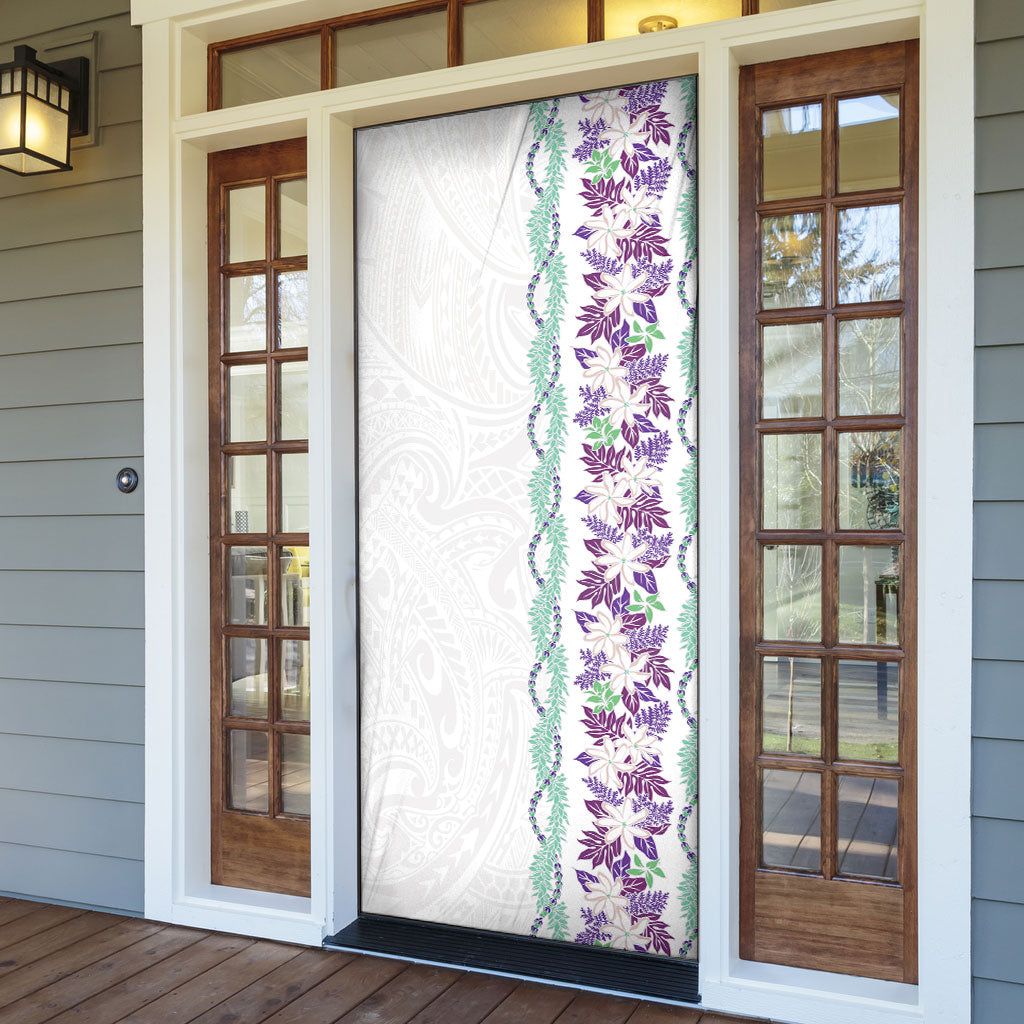 Monstera Tiare Plumeria Door Cover Purple Polynesian Pattern LT01 - Polynesian Pride