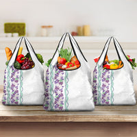 Monstera Tiare Plumeria Grocery Bag Purple Polynesian Pattern LT01 3-pack One Size Purple - Polynesian Pride