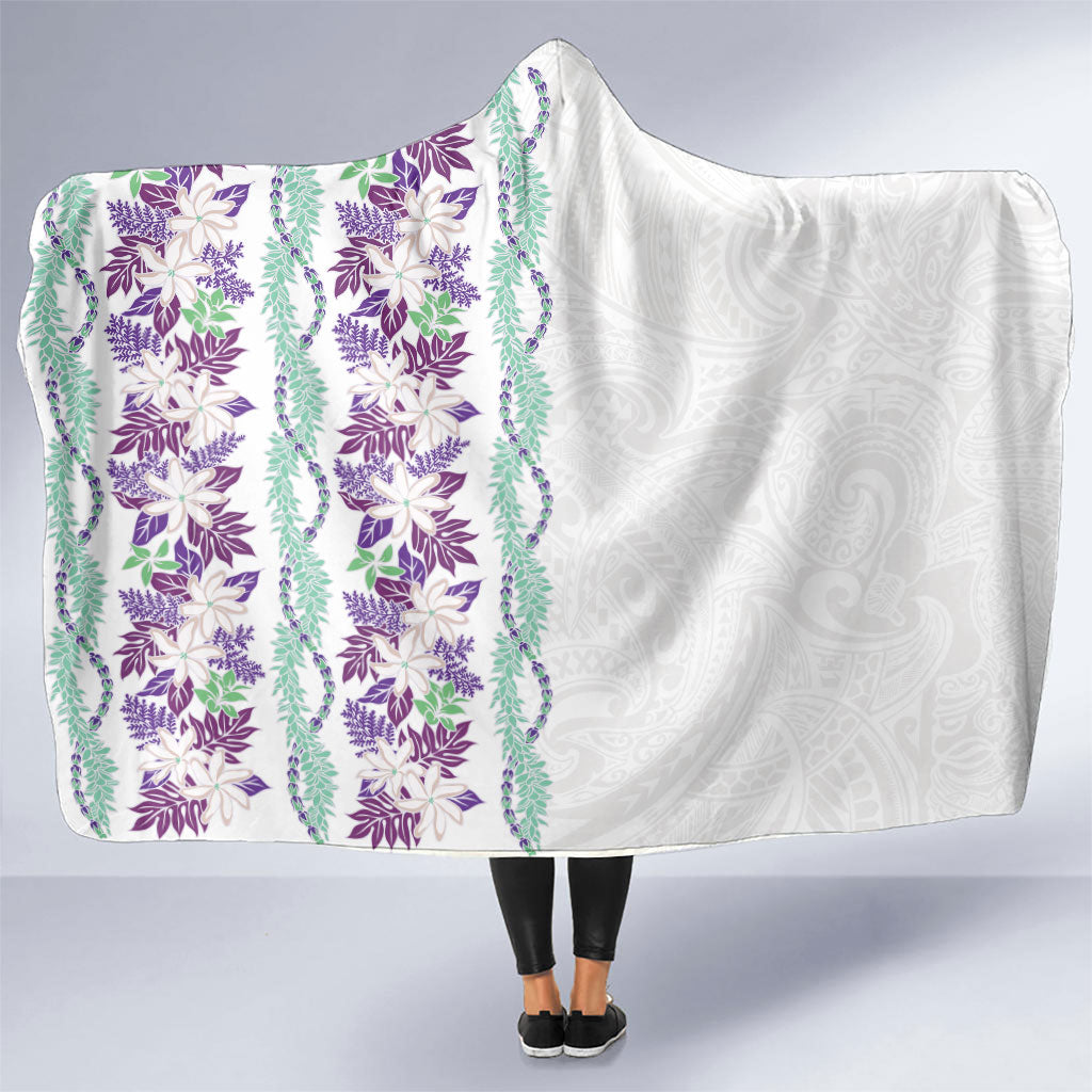 Monstera Tiare Plumeria Hooded Blanket Purple Polynesian Pattern LT01 One Size Purple - Polynesian Pride