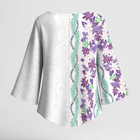 Monstera Tiare Plumeria Kimono Sleeve Blouse Purple Polynesian Pattern LT01 - Polynesian Pride